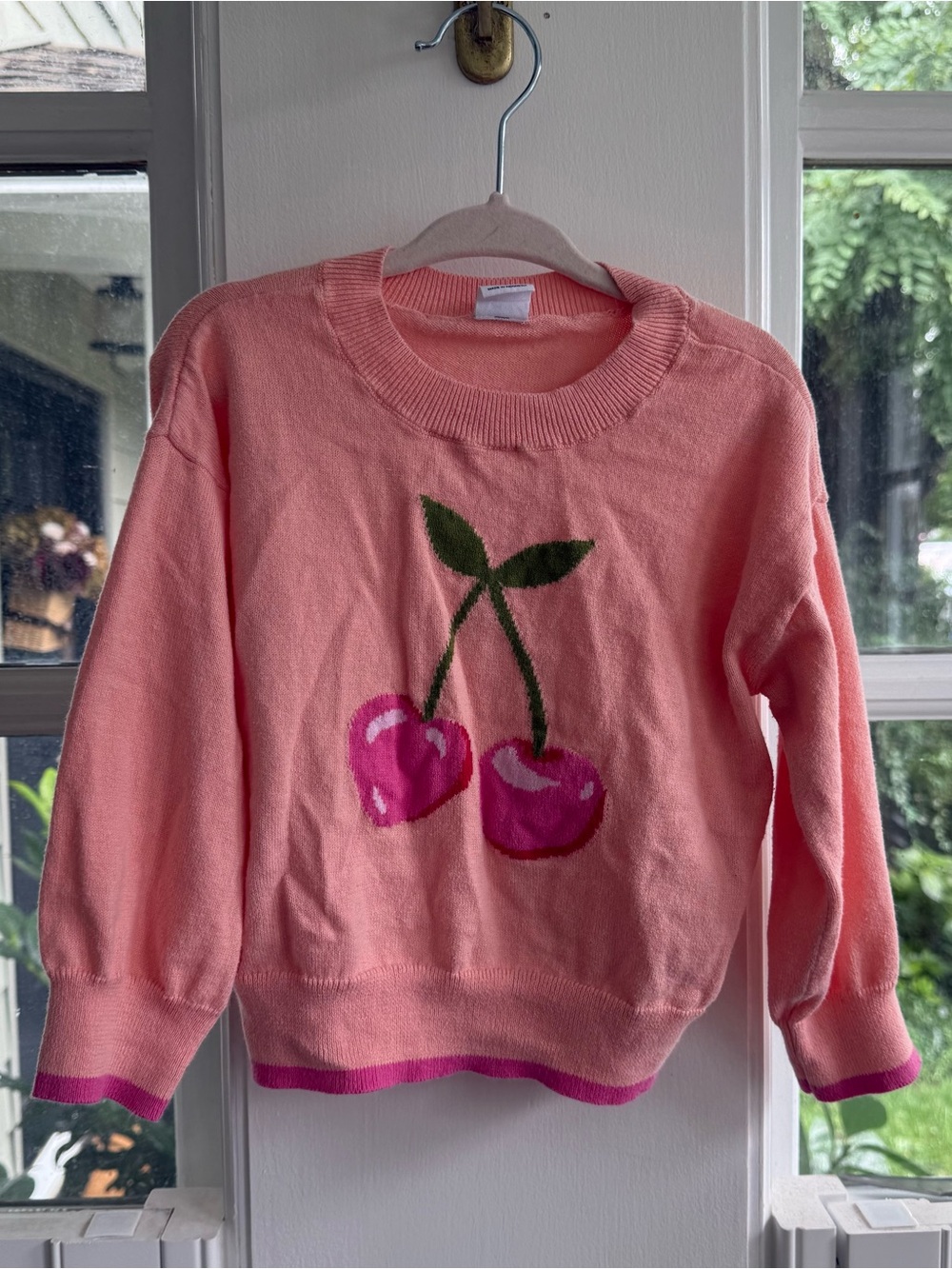 GAP baby Coral Crewneck Sweater with Pink Cherry Motif 2T